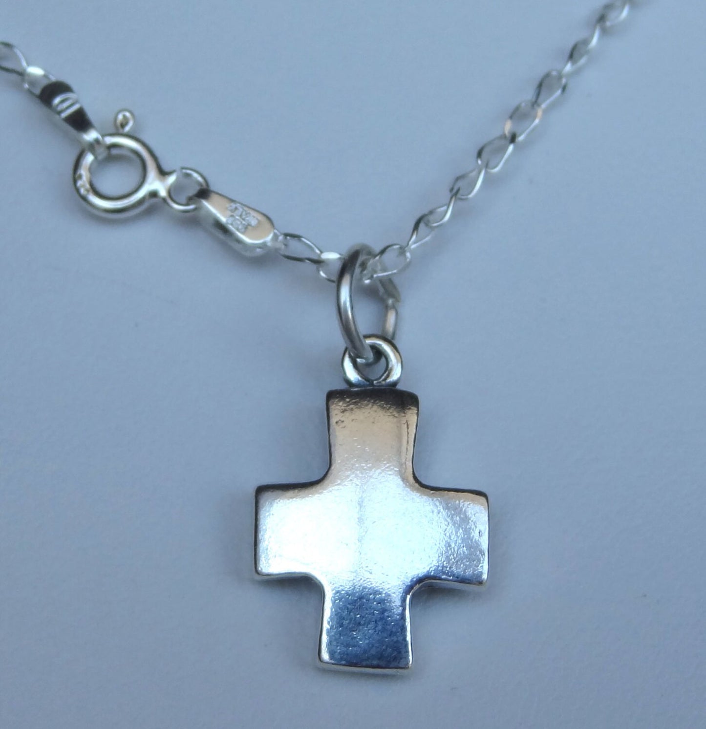 Sterling Silver Block Cross Boy Kids Necklace,Men Boys Cross Necklace,First Communion Confirmation Baptism Christening Boys Kids Necklace