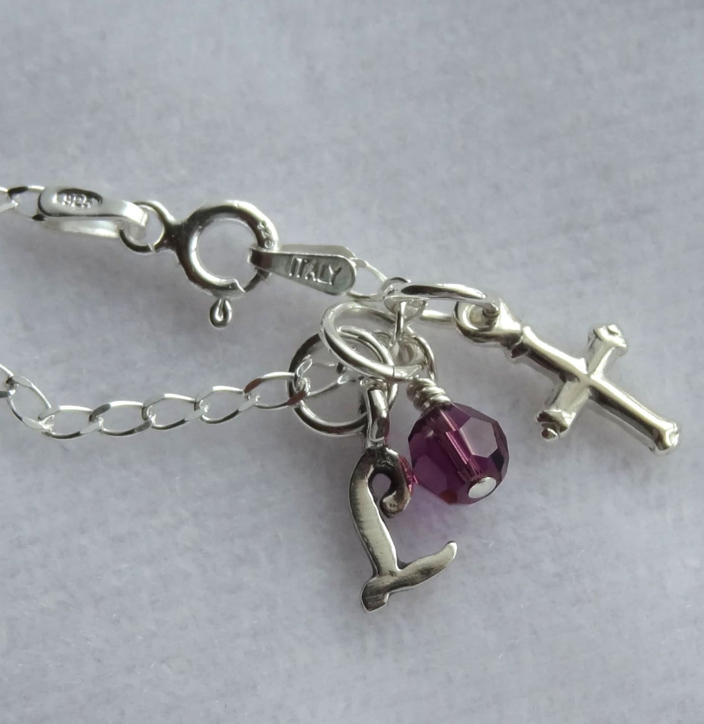 Sterling Silver and S Crystal Birthstone Dangle Charm, Add-On Birthstone Charm