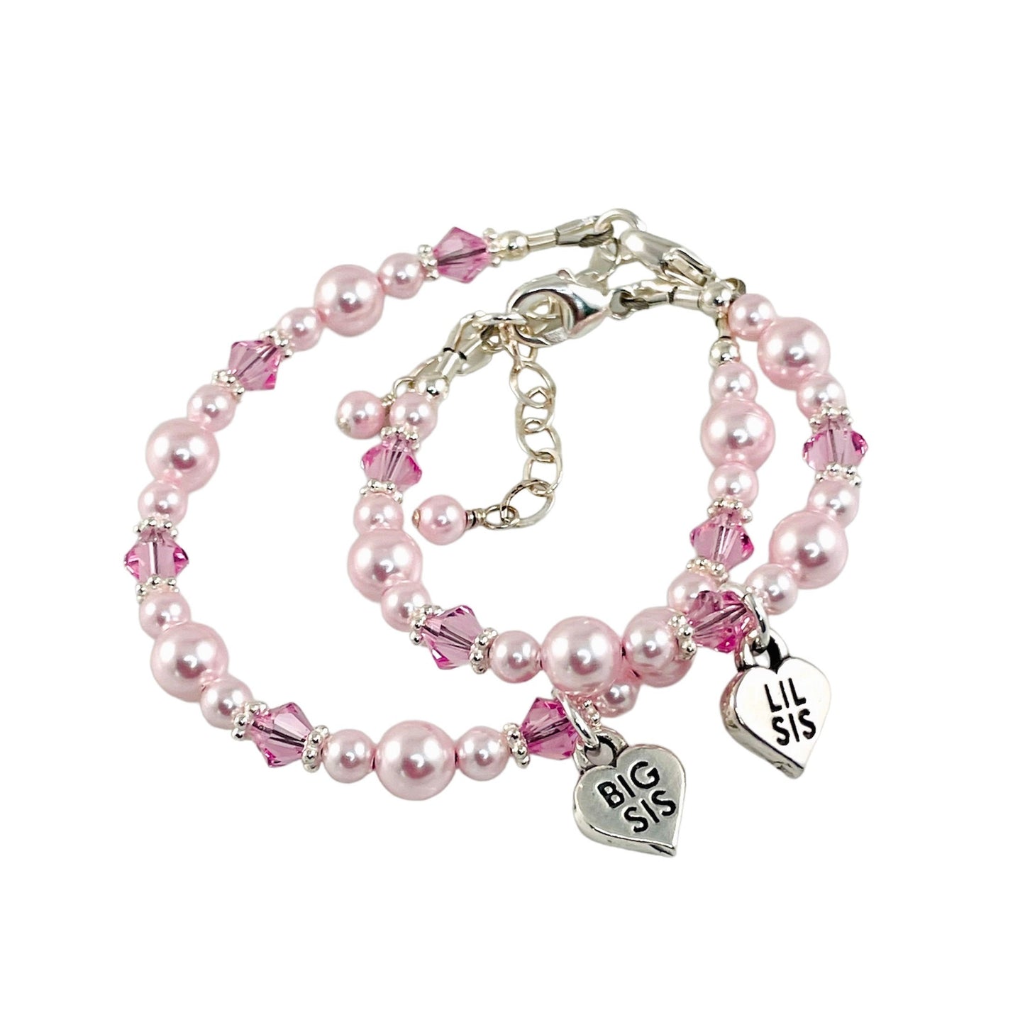 SET TWO Big Sister/Little Sister Initial Children Bracelet,Big Sis Bracelet,Big Sister Bracelet, Lil Sis Bracelet, Little Sister Bracelet