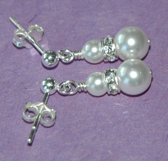 PRESTIGE Crystal Rhinestone Pearl Round Necklace Bracelet- SET, Bridesmaids Gift Necklace, Flower Girl Necklace, Junior Bridesmaids