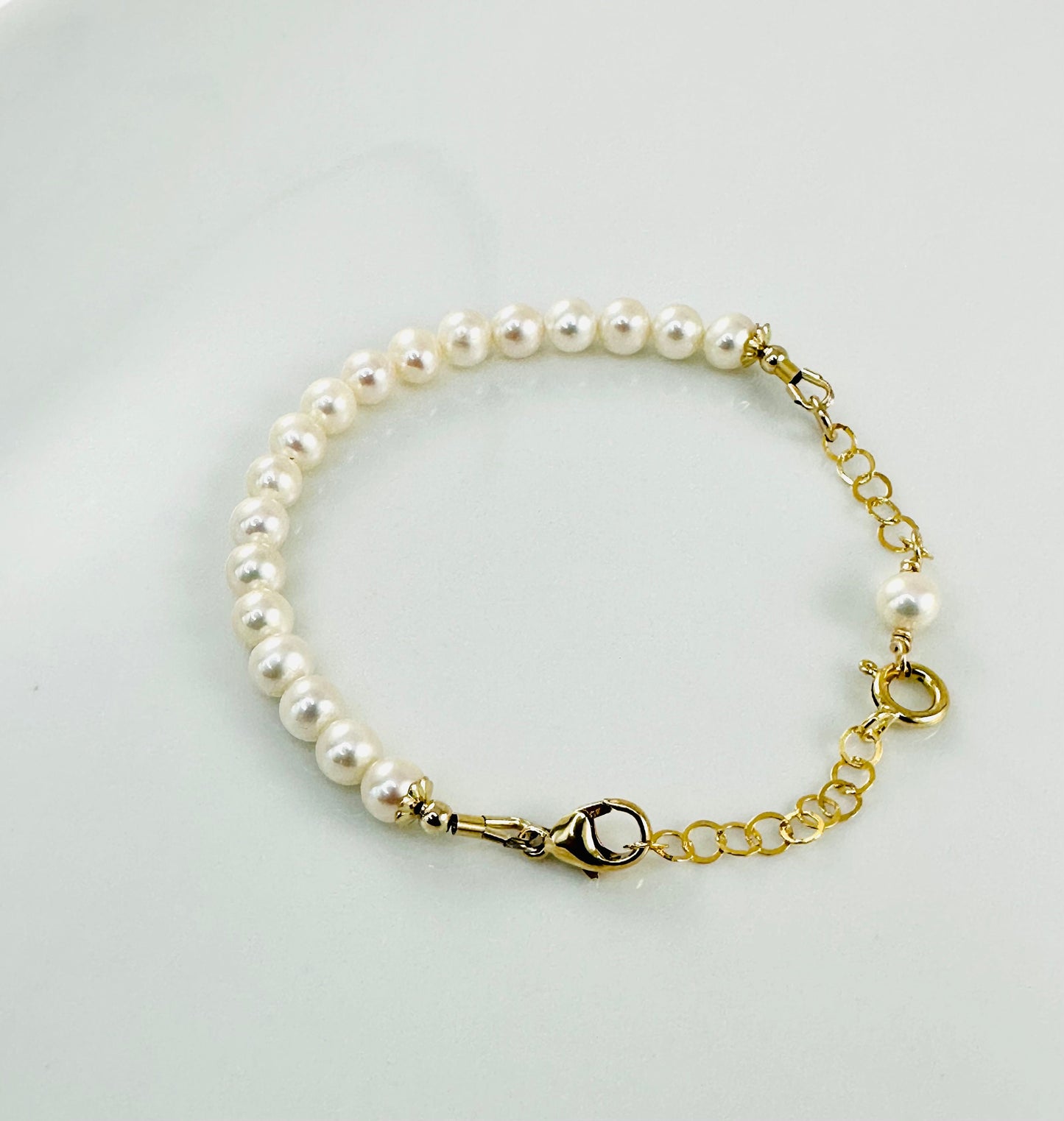 Gold Baby to Bride Pearl Bracelet,Freshwater Pearl Baby Bracelet,Christening Baptism Blessing Bracelet,Baby to Adult Pearl Bracelet