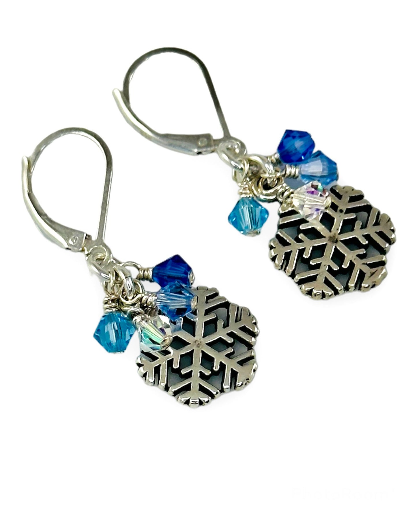 Sterling Silver Snowflake Winter Holiday Earrings, Winter Wedding Earrings