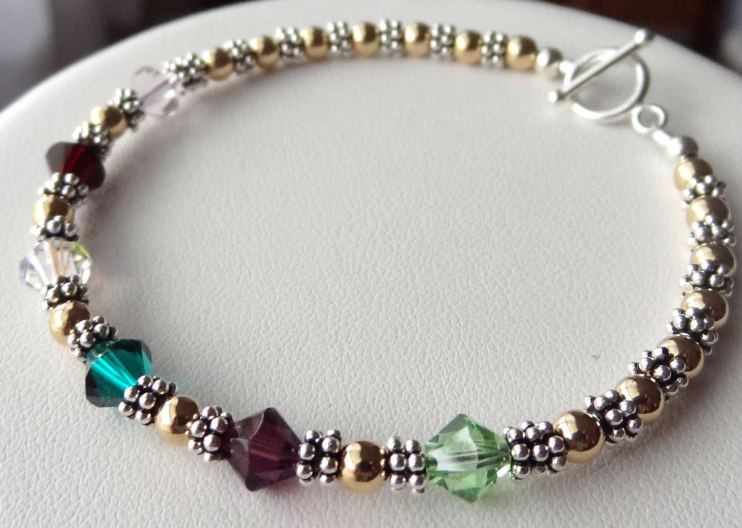 Gold and Silver Family Birthstone Bracelet,Mother Bracelet,Bracelet Gift for Grandmother Nanny Mimi Gigi Nana,Family Bracelet,Mother's Day