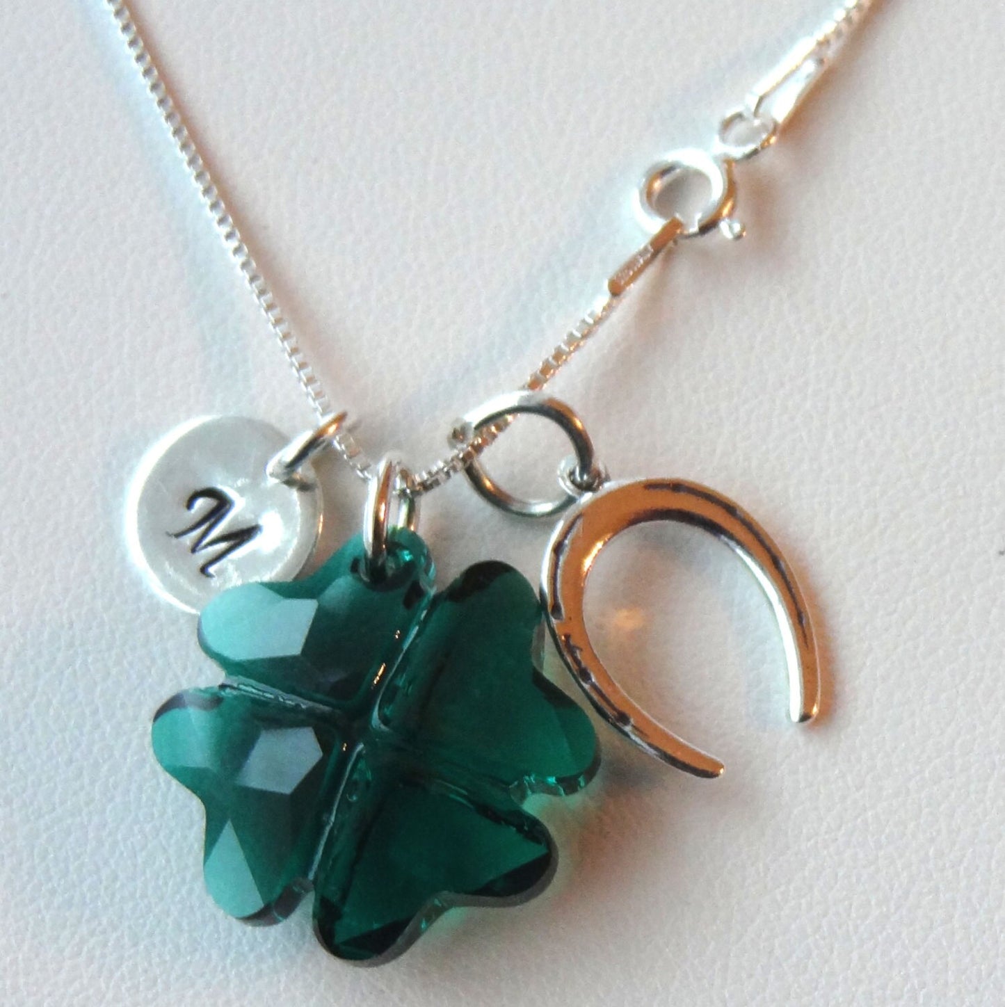 Sterling silver PRESTIGE Crystal Green Four Leaf Shamrock Clover Earrings,Shamrock Earrings,Irish Clover Earrings,St Patrick's Day Earrings