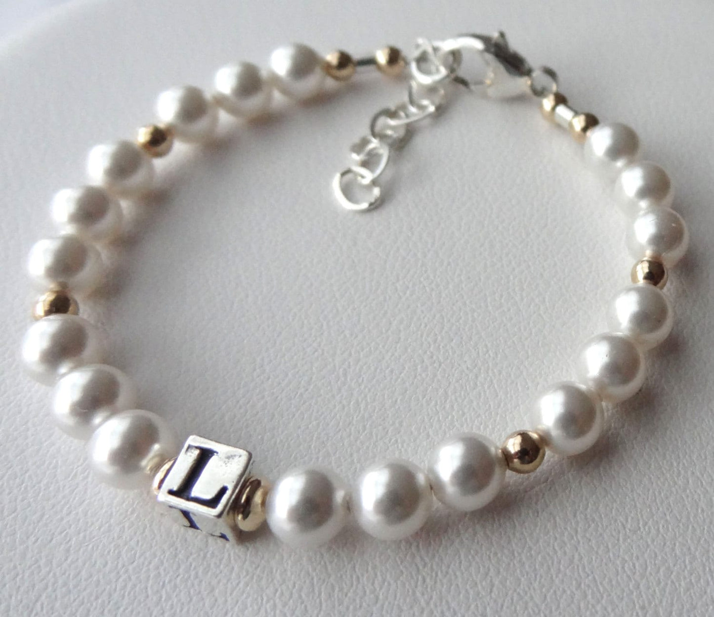 Baby Girl Pearl Bracelet,Baby Pearl Bracelet,Gold Initial Cross Pearl Baptism Bracelet Baby Baptism Bracelet,First Communion Cross Bracelet