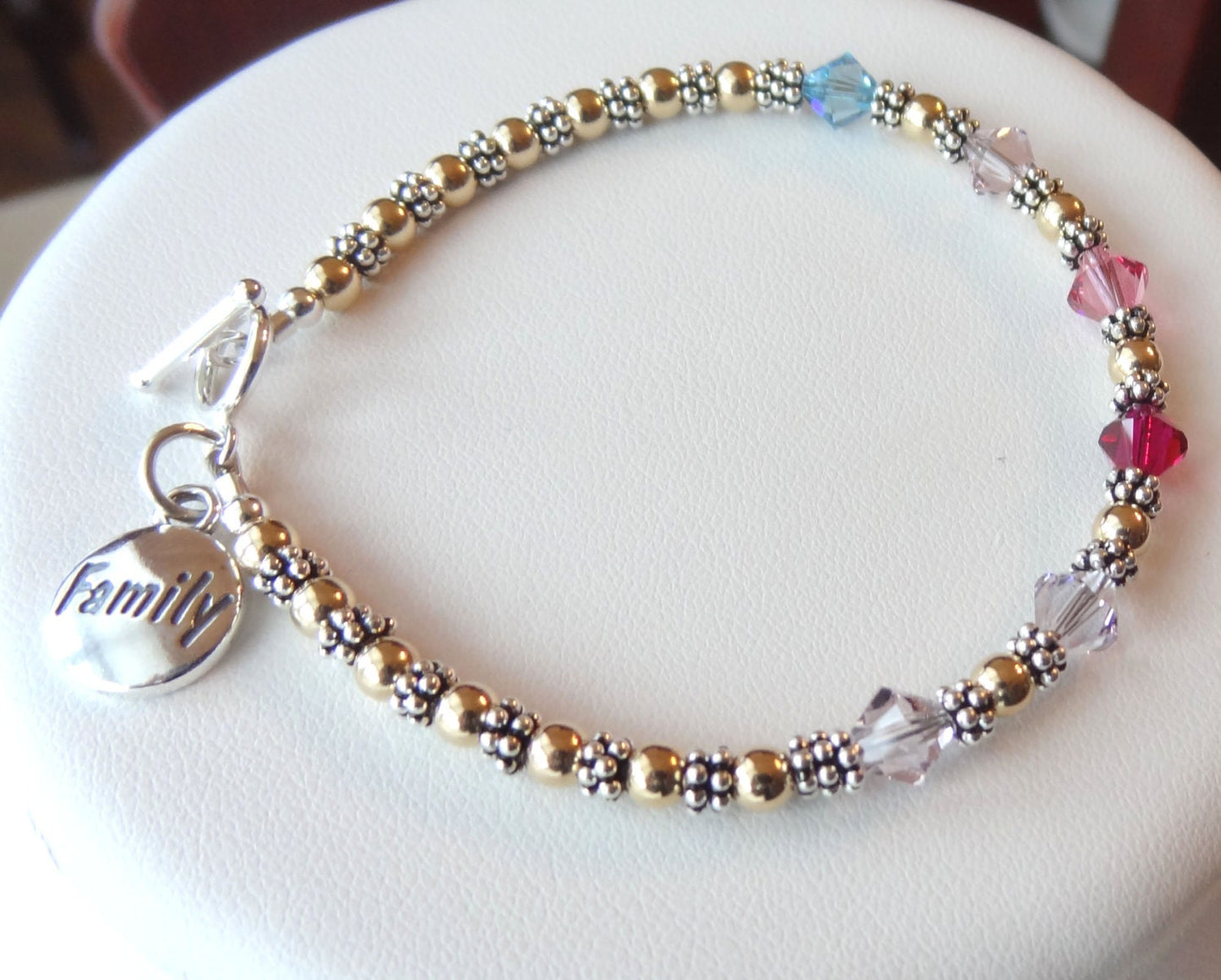 Gold and Sterling Silver Family Birthstone Bracelet, Mother Teacher Nana Bracelet Delivery Nurse, RN Bracelet, Grandmother, Nanny