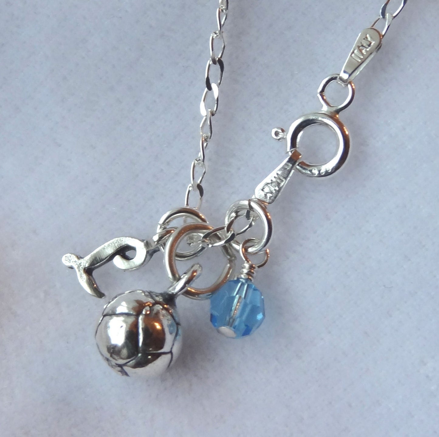 Sterling Silver Personalized Sport Ball Necklace, Initial Letter Birthstone Necklace,Basketball Soccer Baseball Softball Volleyball Necklace