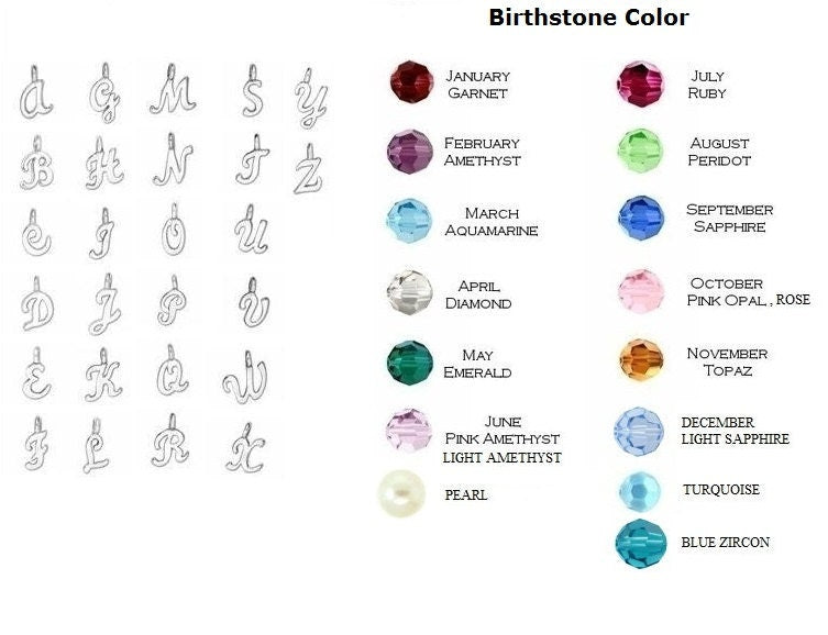 Sterling Silver Big Sister Lil Sister Birthstone Initial Necklace, Monogrammed Necklace, Birthstone, Big Sister Little Sister Necklace