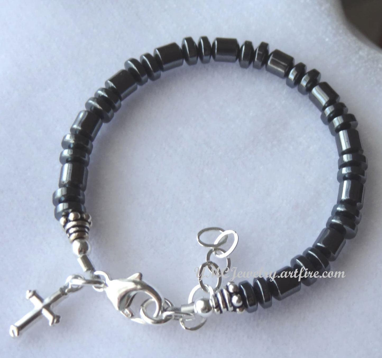 Baby Boy Bracelet,Hematite Baby Boy Cross Bracelet,Boy Baptism Christening Blessing Bracelet,First Communion Boy Bracelet,Toddler Boy Bracel