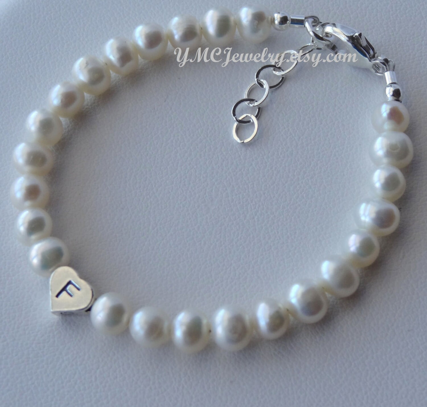 Real Freshwater Pearl Initial Baby Bracelet,Baptism Bracelet,Personalized Baby Infant Initial Birthstone Bracelet,Flower Girl Pearl Bracelet