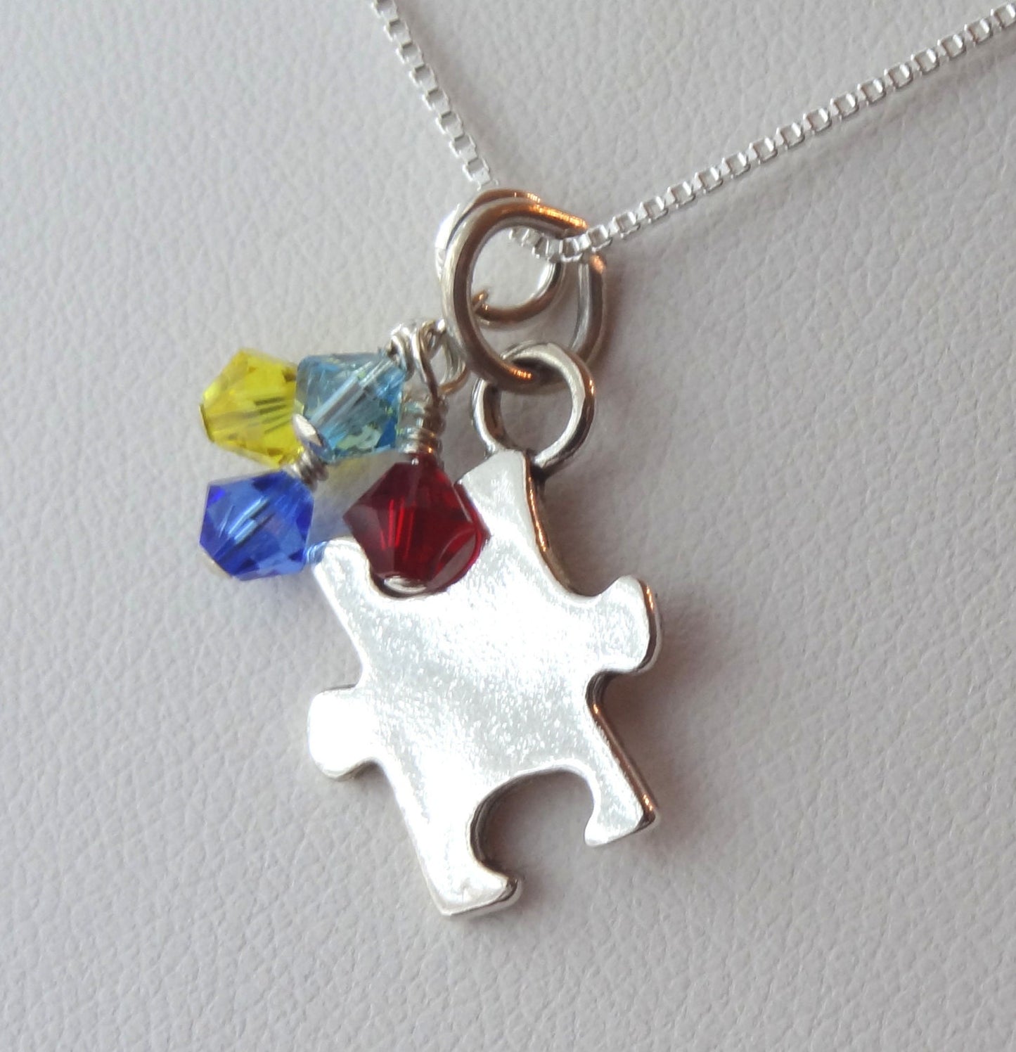 Sterling Silver Puzzle Initial Necklace, Sterling Silver Puzzle Jewelry, Autism Necklace, Autism Awareness, Perzonalized Puzzle Necklace