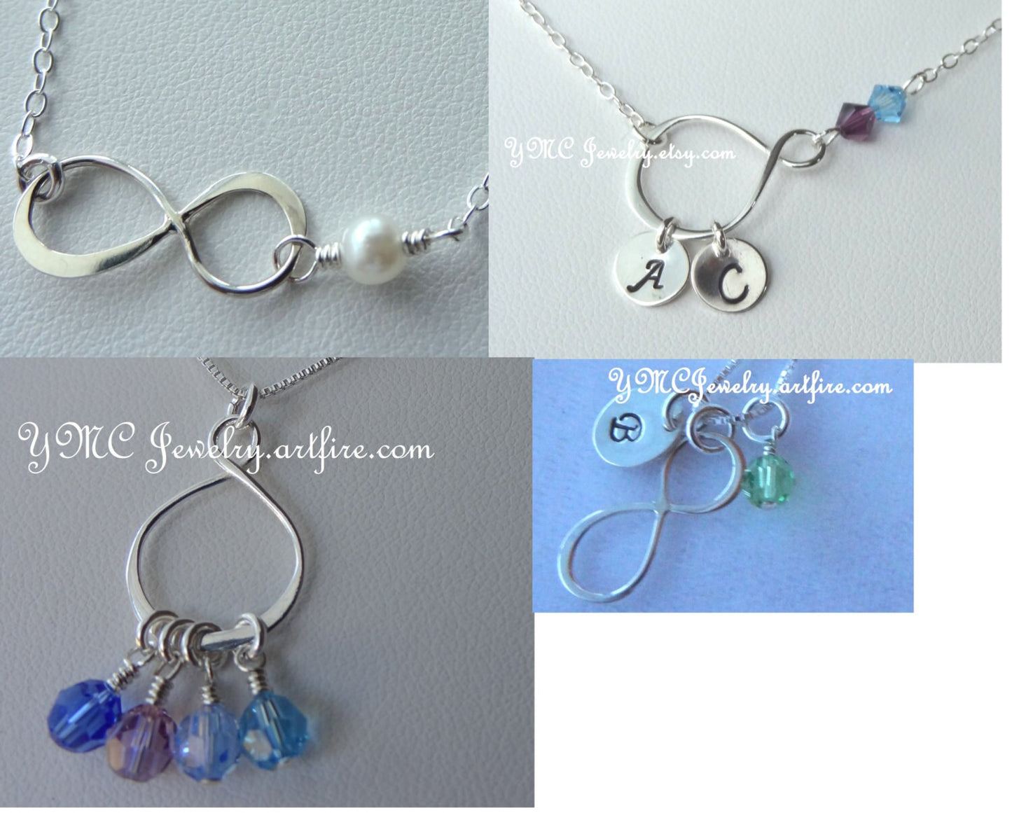 Sterling Silver Infinity Initial Birthstone Necklace, Infinity Necklace, Birthstone Necklace, Bridesmaid Necklace, Mother Necklace