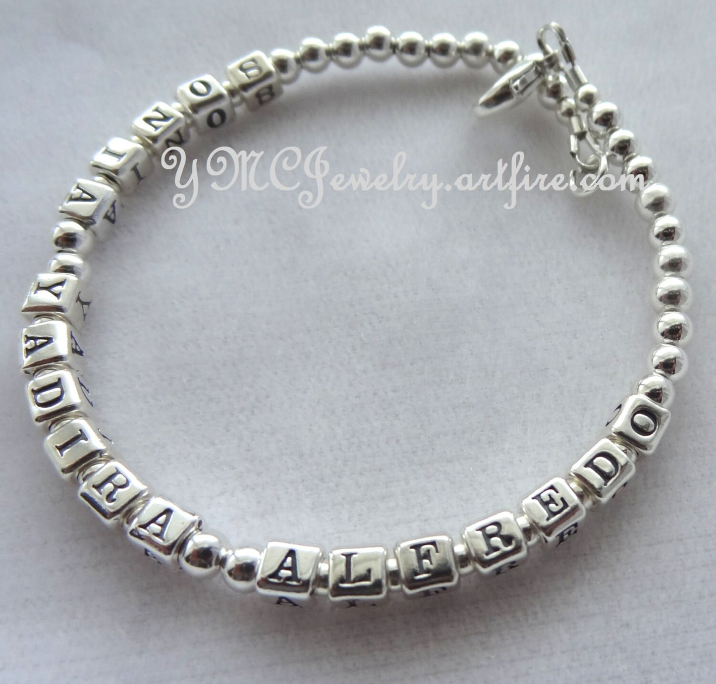 Solid Sterling Silver Mother Name Bracelet, Mother Bracelet, Mother's Day Present Bracelet, Grandmother Name Bracelet, Three Name Bracelet