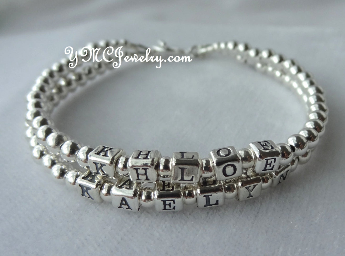 Sterling Silver Double Strand Mother Name Bracelet,Mother Bracelet, Mother's Day Present Bracelet, Grandmother, Name Bracelet, Double Strand Name Bracelet