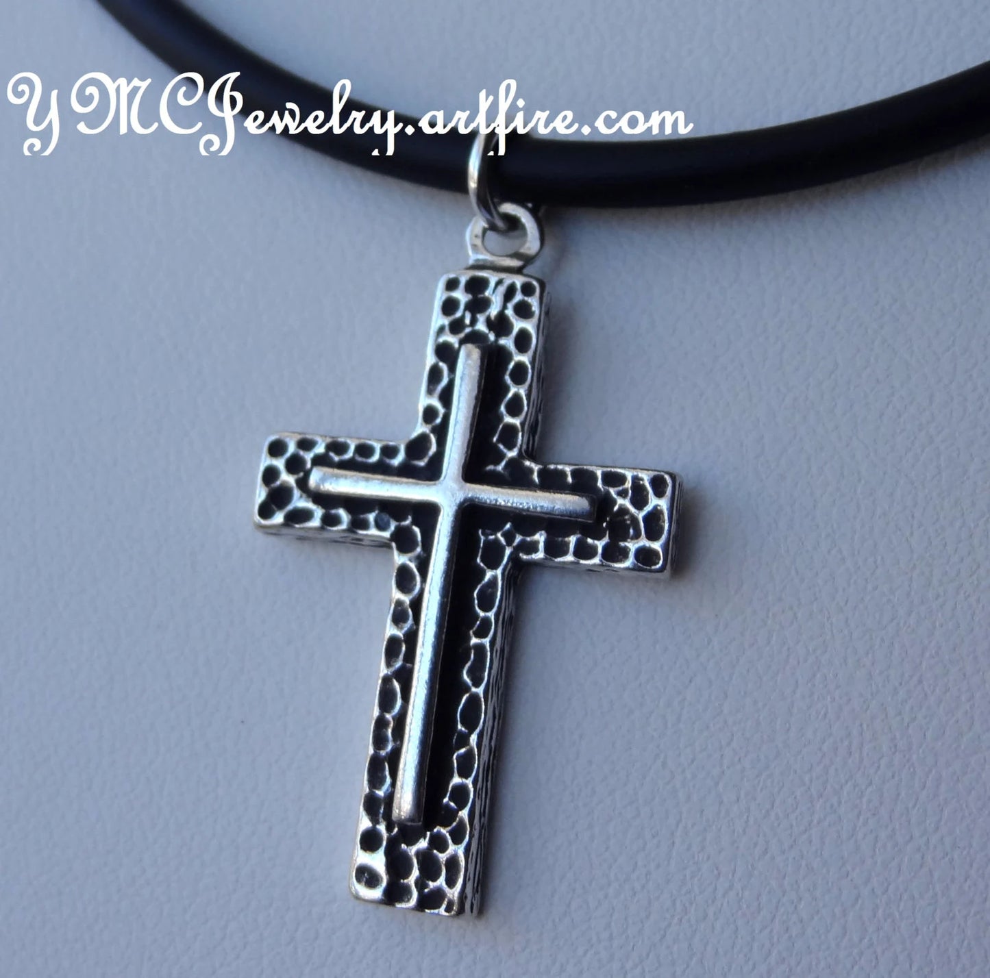 Black Silver Cross Necklace,Cross Necklace for men,RCIA Present,Confirmation Boys Necklace,Baptism Necklace for Boys,Men's Cross Necklace