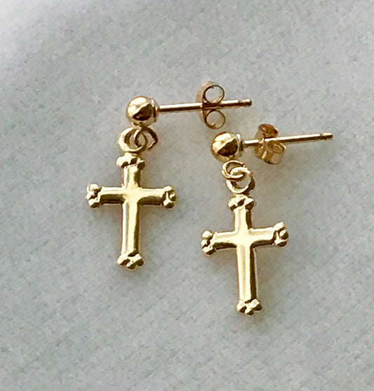 14kt Gold Filled Cross Earrings, Cross Earrings, Tiny Cross Earrings, Gold Cross Earrings,Christening, First Communion Earrings,Confirmation