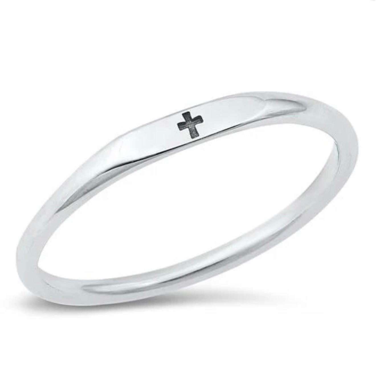 Sterling Silver Small Cross Ring, Child Cross Ring,US 5