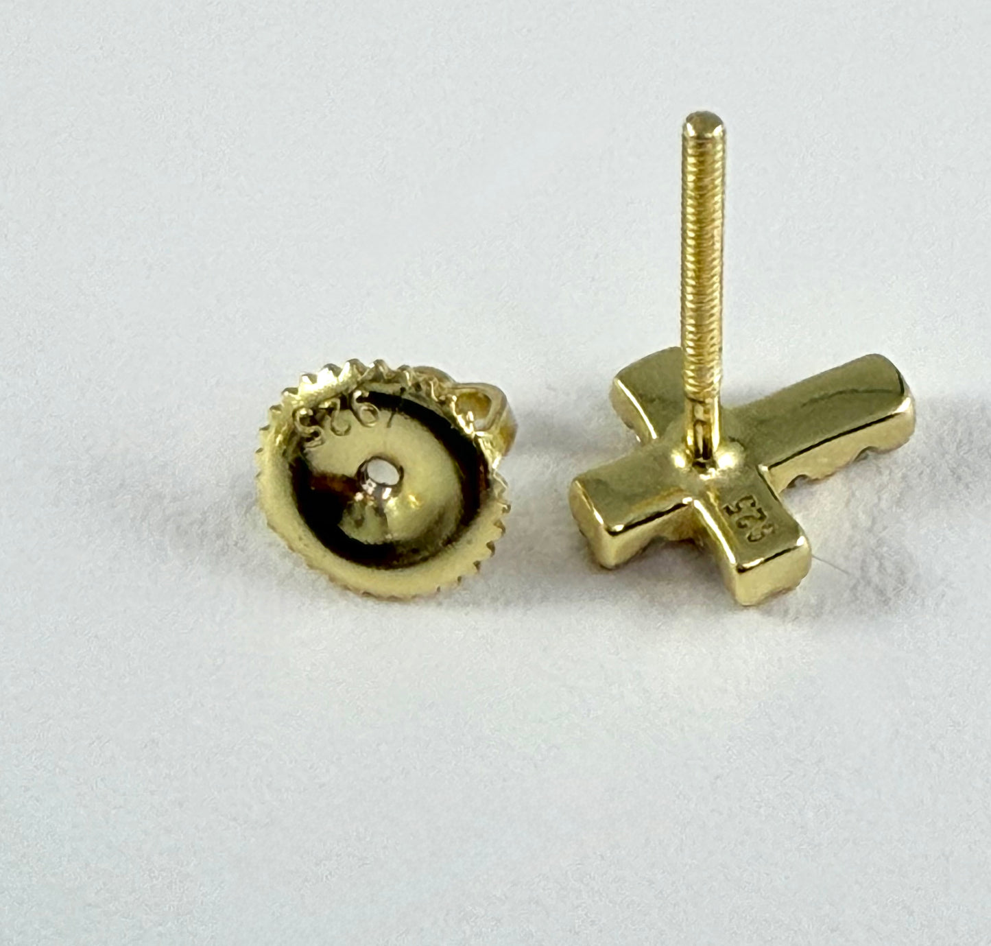 S925 Pave Moissanite Diamond Cross Screw Back Stud Post Earrings
