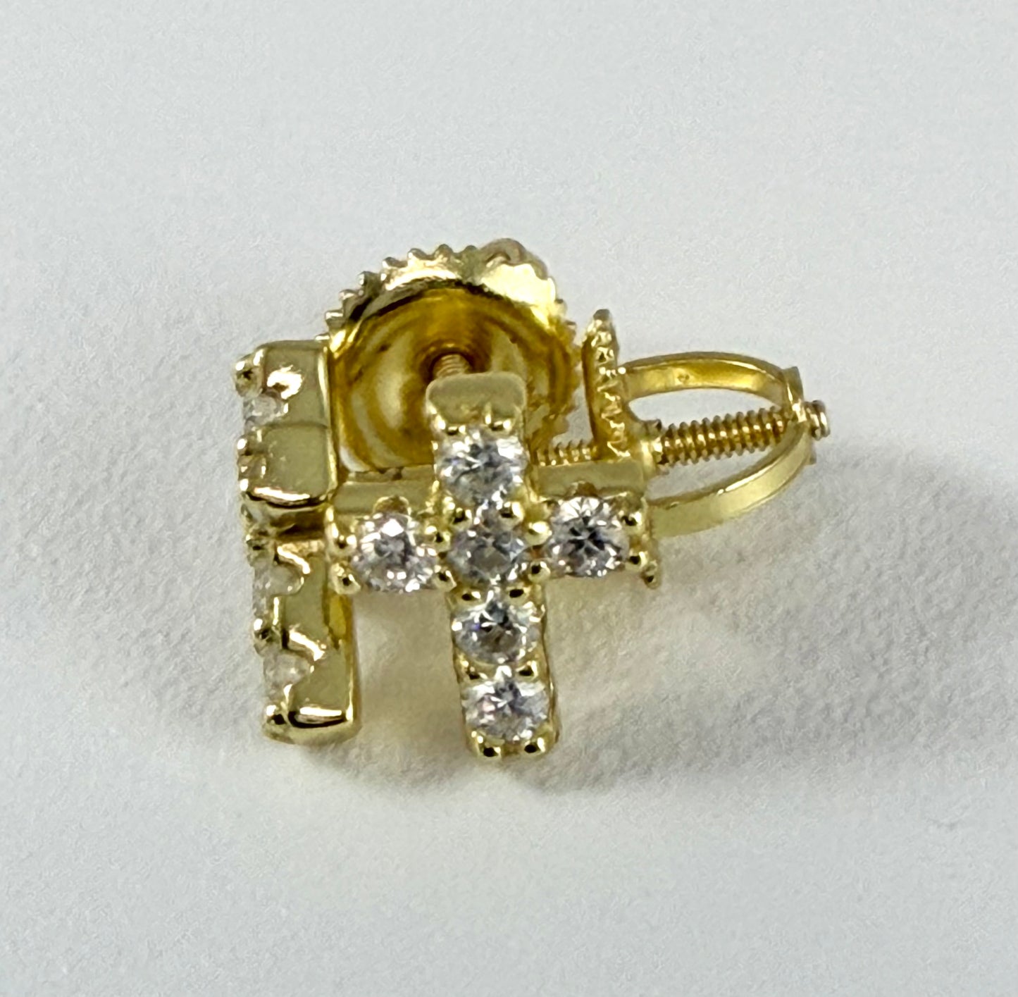 S925 Pave Moissanite Diamond Cross Screw Back Stud Post Earrings