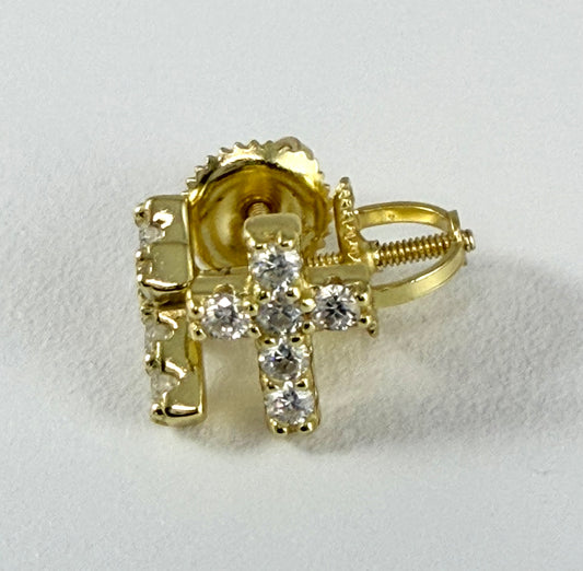 S925 Pave Moissanite Diamond Cross Screw Back Stud Post Earrings