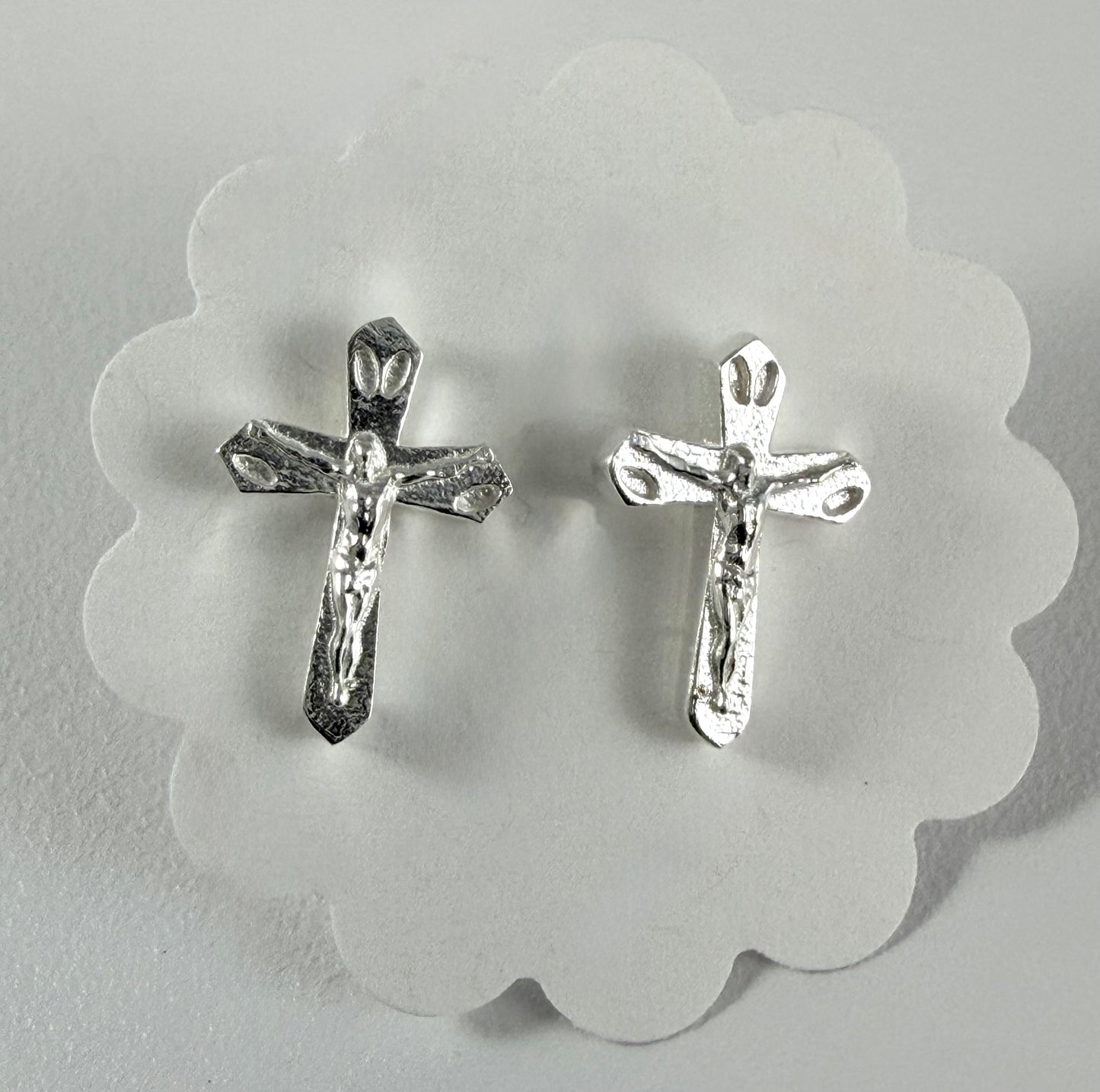 Sterling Silver Crucifix Cross Stud Post Earrings, Girls Cross Stud Earrings