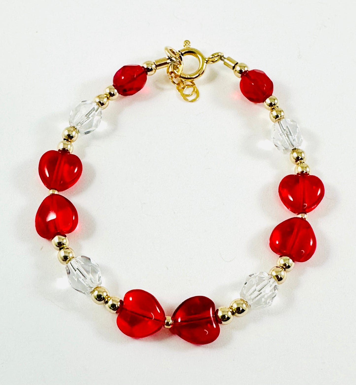 Gold Red Valentine's Day Heart Bracelet,Little Girl Baby Girl Valentine's Day Bracelet