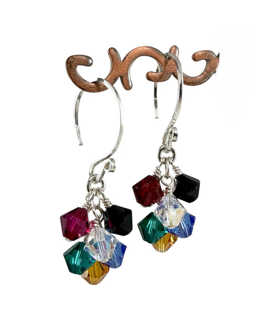 Sterling Silver Crystal Salvation Earrings,Baptism Confirmation Earrings,First Communion Earrings,Godmother Earrings,Religious Earrings