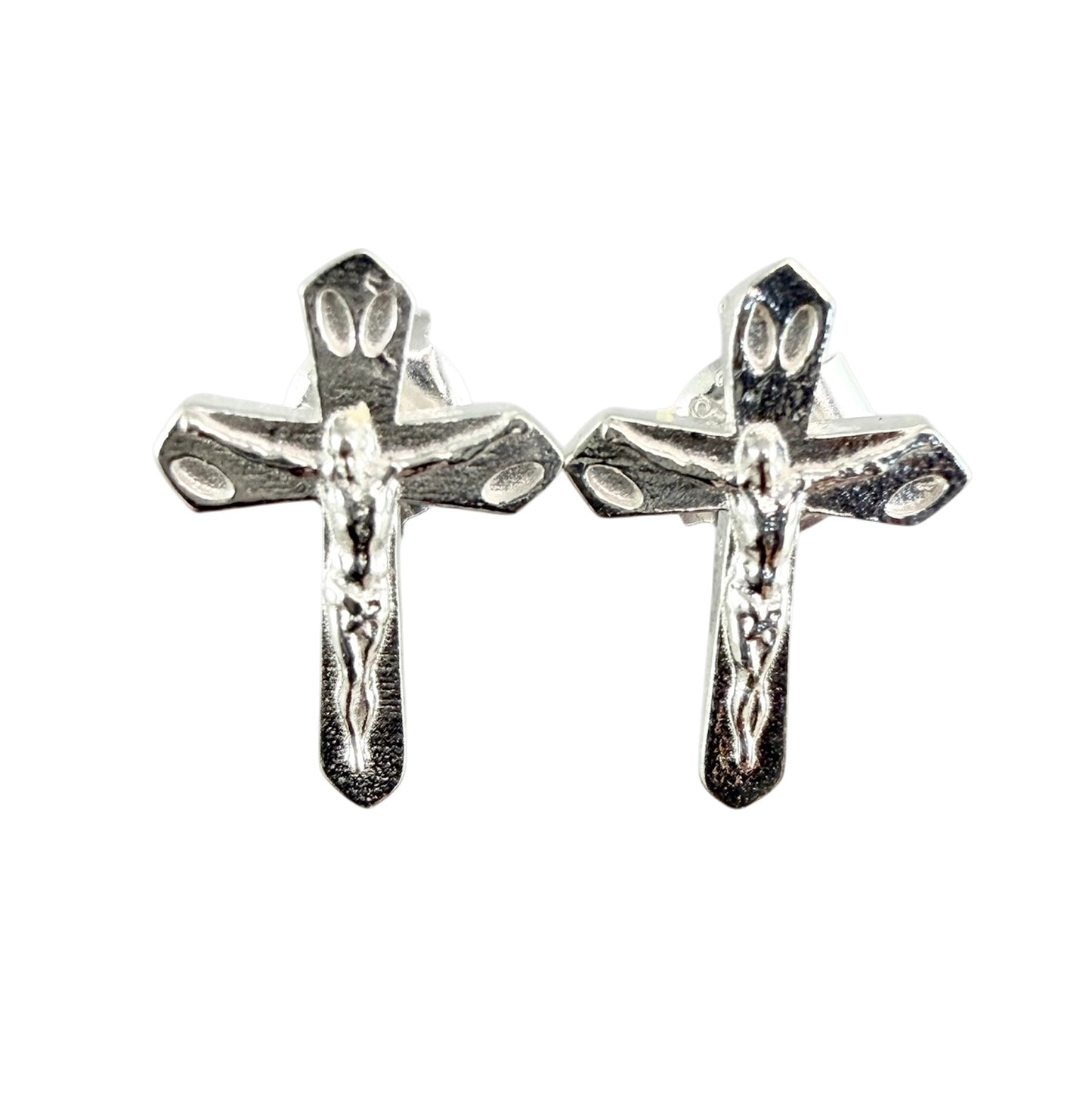 Sterling Silver Crucifix Cross Stud Post Earrings, Girls Cross Stud Earrings