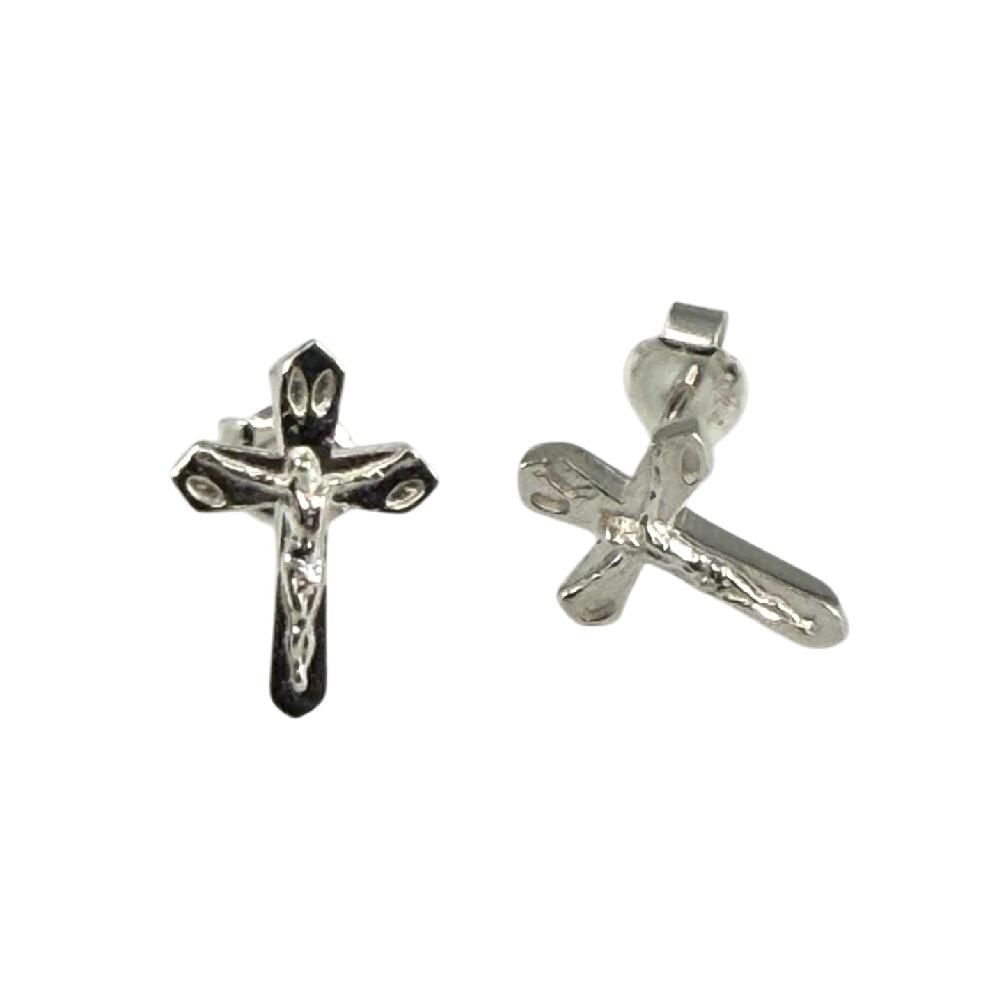 Sterling Silver Crucifix Cross Stud Post Earrings, Girls Cross Stud Earrings