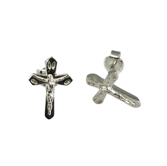 Sterling Silver Crucifix Cross Stud Post Earrings, Girls Cross Stud Earrings