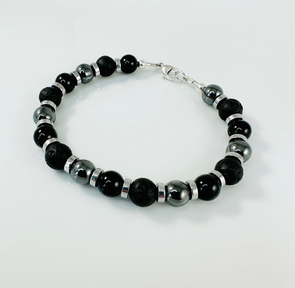 Protection Stretch Mens Bracelets,Men Bracelet,Black Blue Gray Sodalite Hematite Beaded Men Bracelet,Simple Men Bracelet,Men Beaded Bracelet