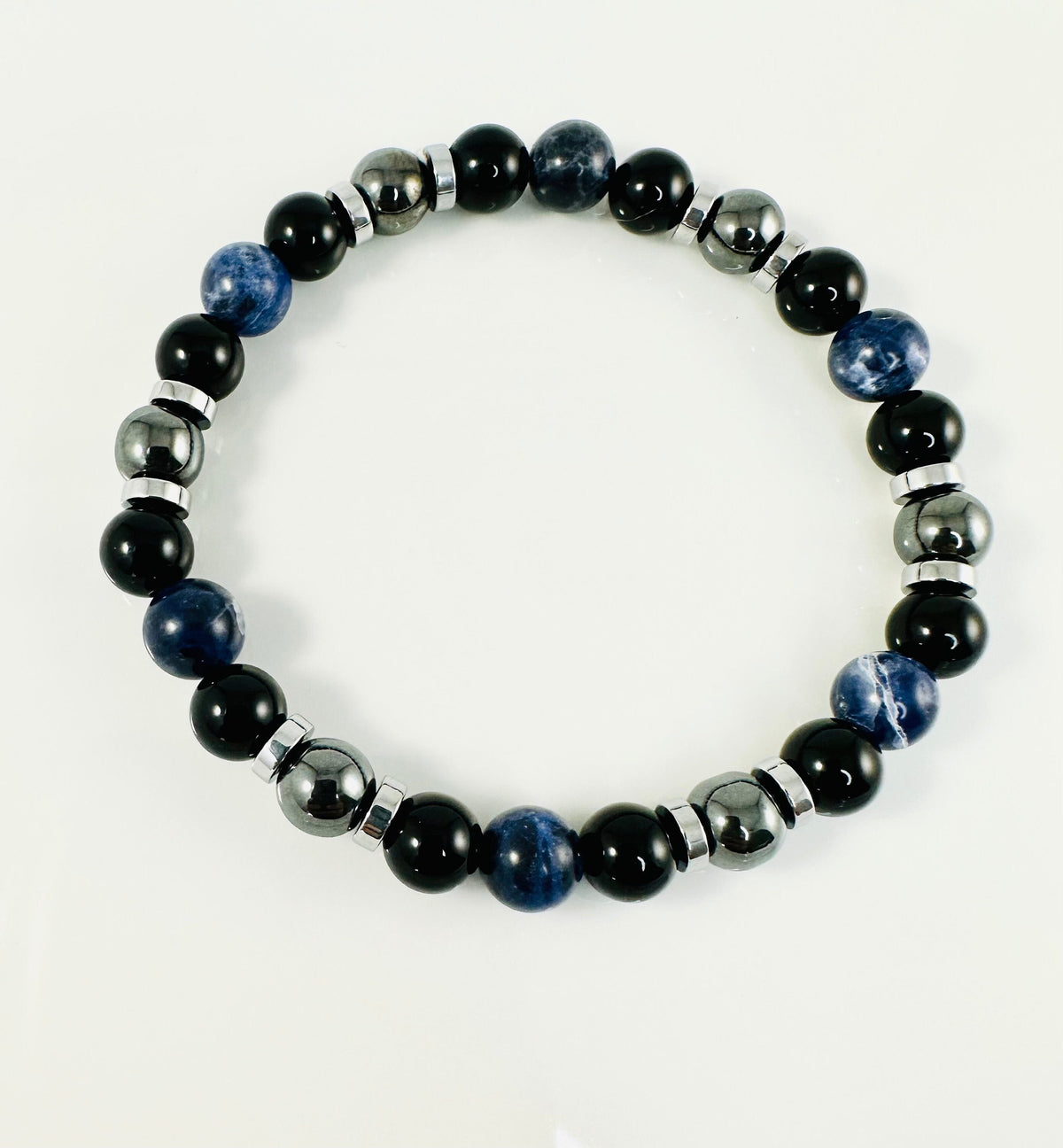 Men's Blue Sodalite Beaded Bracelet And Silver,Protection Men Bracelet,Sodalite Beaded Men Bracelet,Simple Men Bracelet,Men Beaded Bracelet