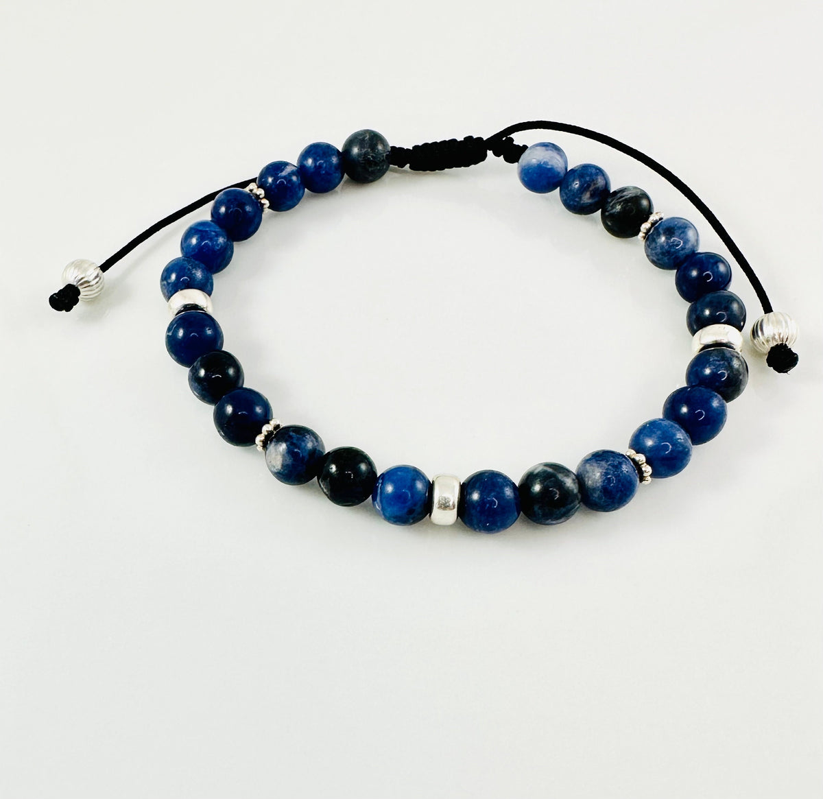 Men's Blue Sodalite Beaded Bracelet And Silver,Protection Men Bracelet,Sodalite Beaded Men Bracelet,Simple Men Bracelet,Men Beaded Bracelet