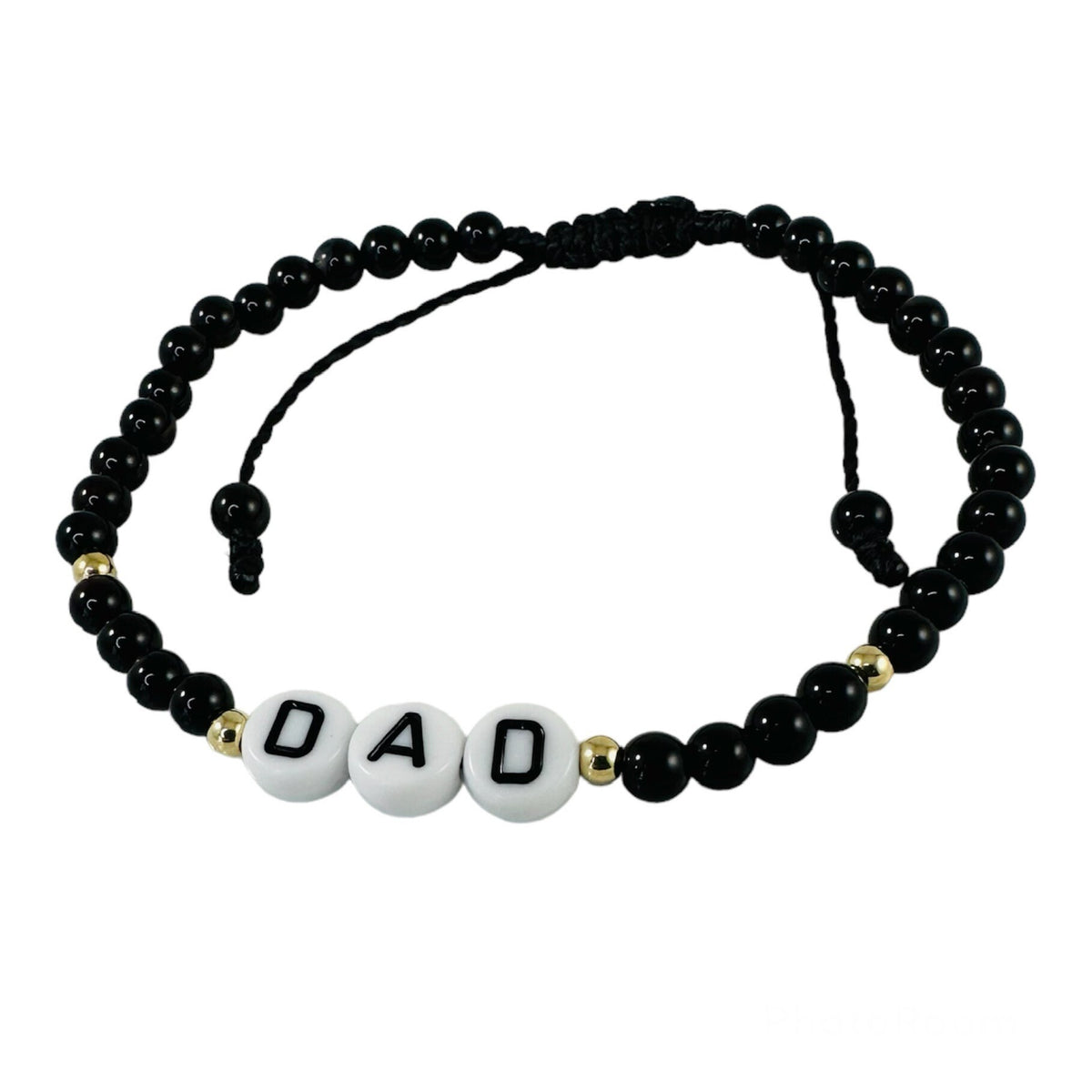 Dad Name Bracelet,Boys Bead Name Bracelet,Black Onyx Word Bead Bracelet,Father's Day gift for Dad,Minimalist Boyfriend Kids Name Bracelet
