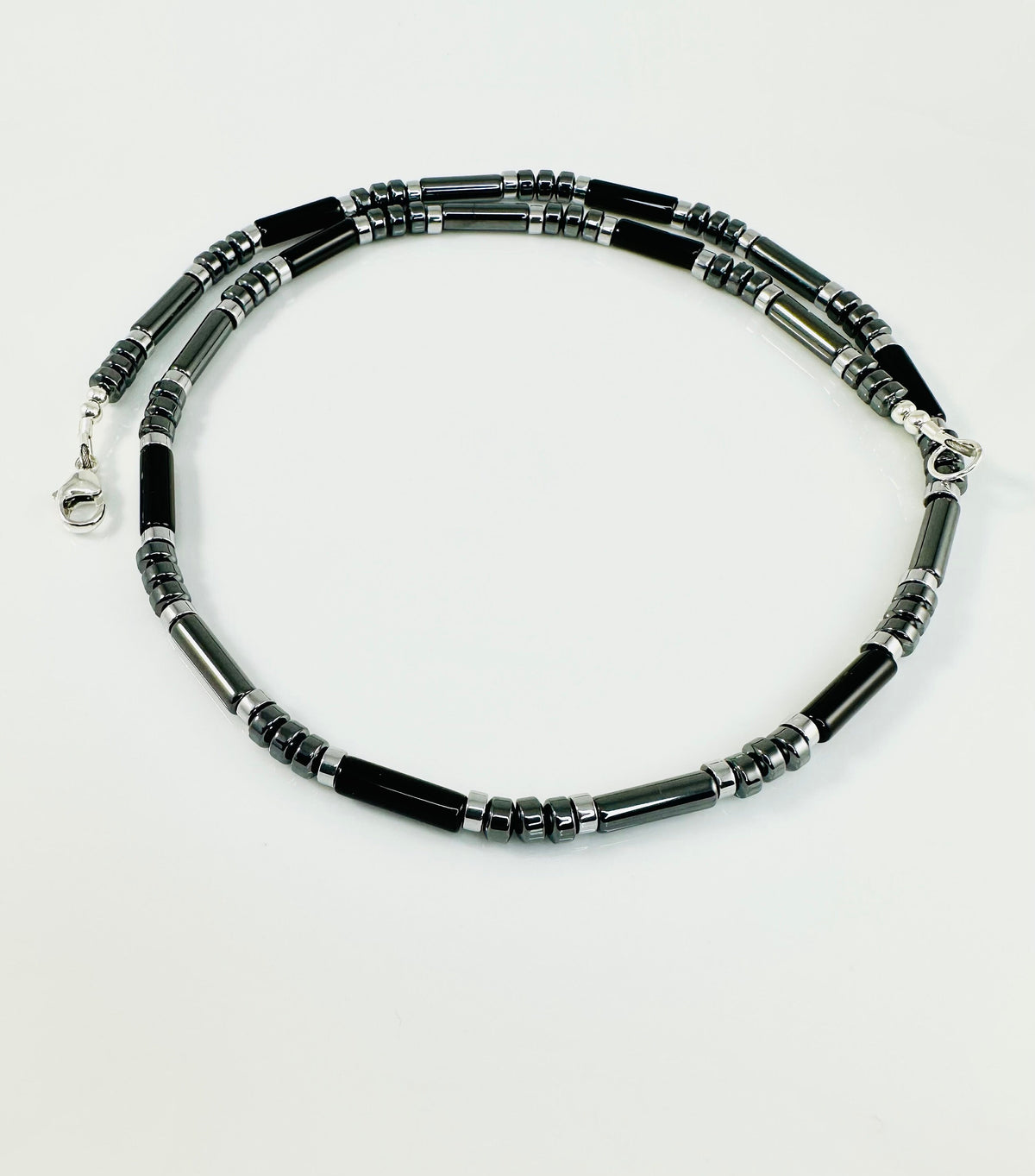 Gray Hematite Beaded Men's Necklaces: Protection Healing Grounding Root Chakra Men Necklace,Handmade Jewelry for Men,Hematite Surfer Necklac