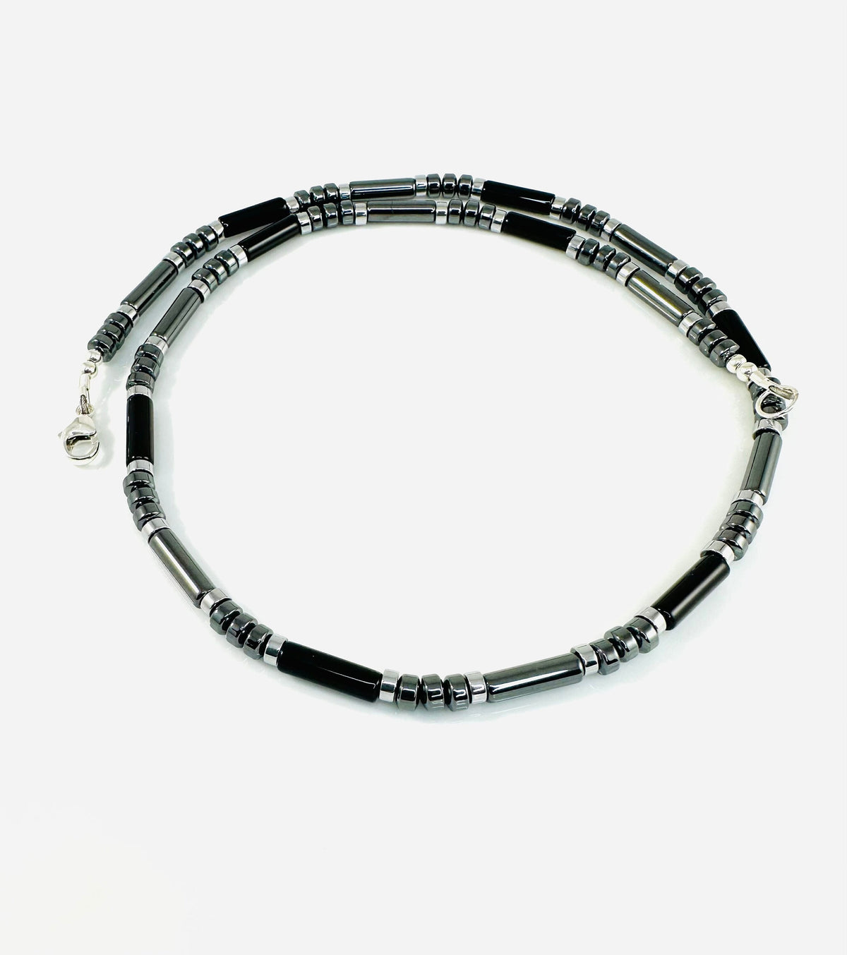 Gray Hematite Beaded Men's Necklaces: Protection Healing Grounding Root Chakra Men Necklace,Handmade Jewelry for Men,Hematite Surfer Necklac