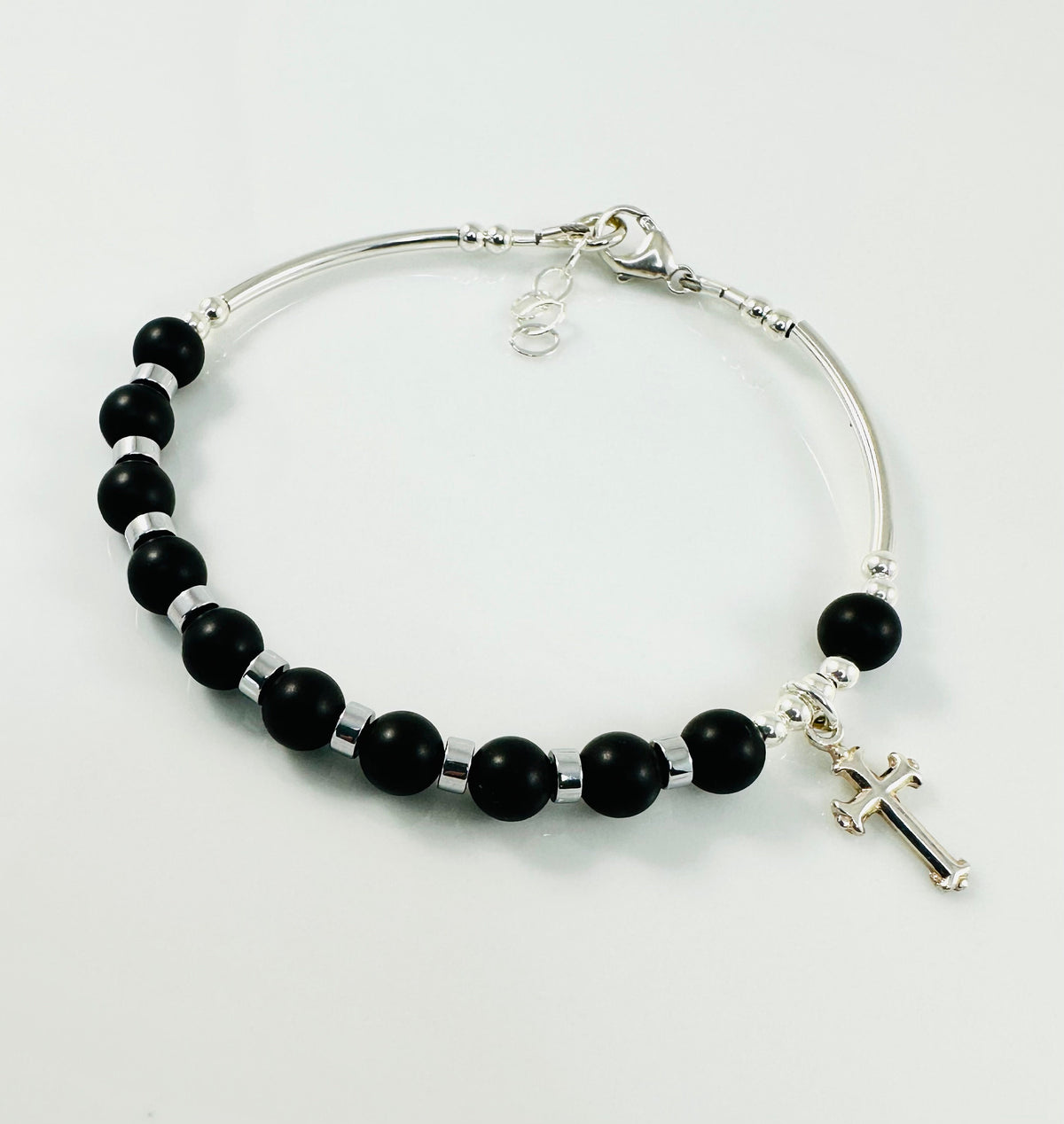 Black Men's Rosary Bracelet,Boy Men First Communion Confirmation Godfather Bracelet,Chaplet Rosary One Decade Bracelet,RCIA Men Bracelet