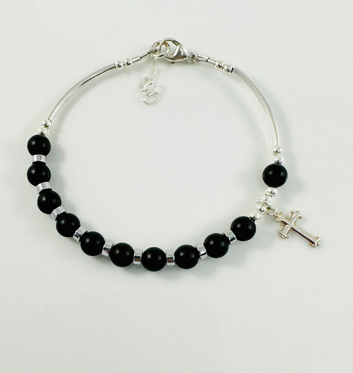 Black Men's Rosary Bracelet,Boy Men First Communion Confirmation Godfather Bracelet,Chaplet Rosary One Decade Bracelet,RCIA Men Bracelet