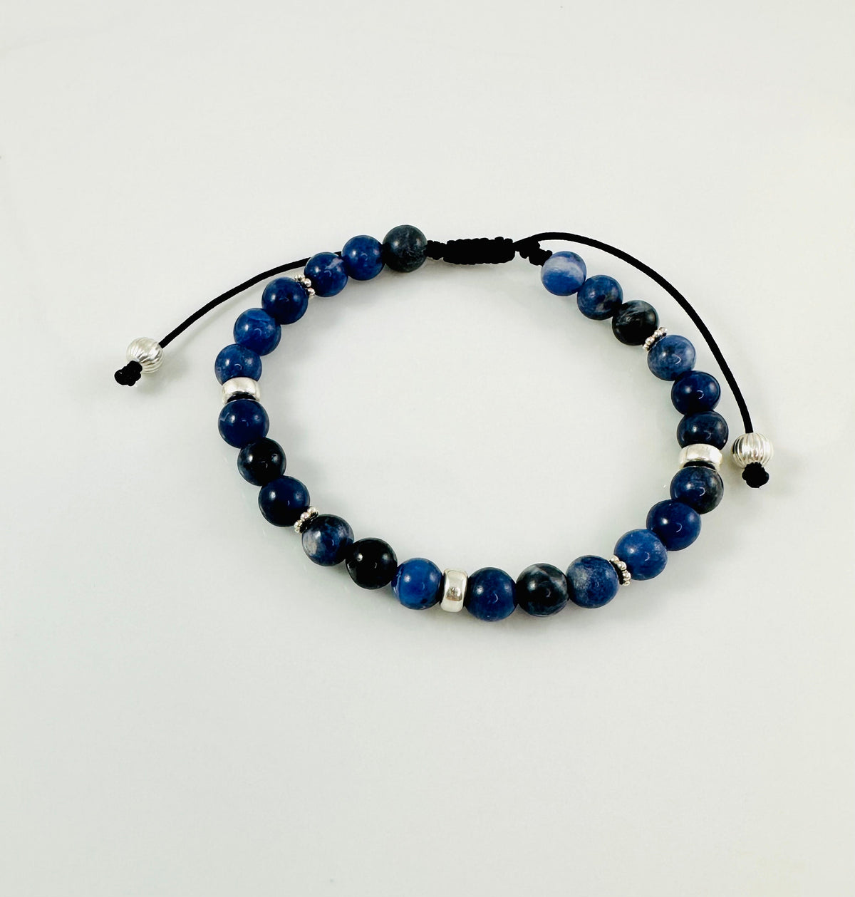 Men's Blue Sodalite Beaded Bracelet And Silver,Protection Men Bracelet,Sodalite Beaded Men Bracelet,Simple Men Bracelet,Men Beaded Bracelet