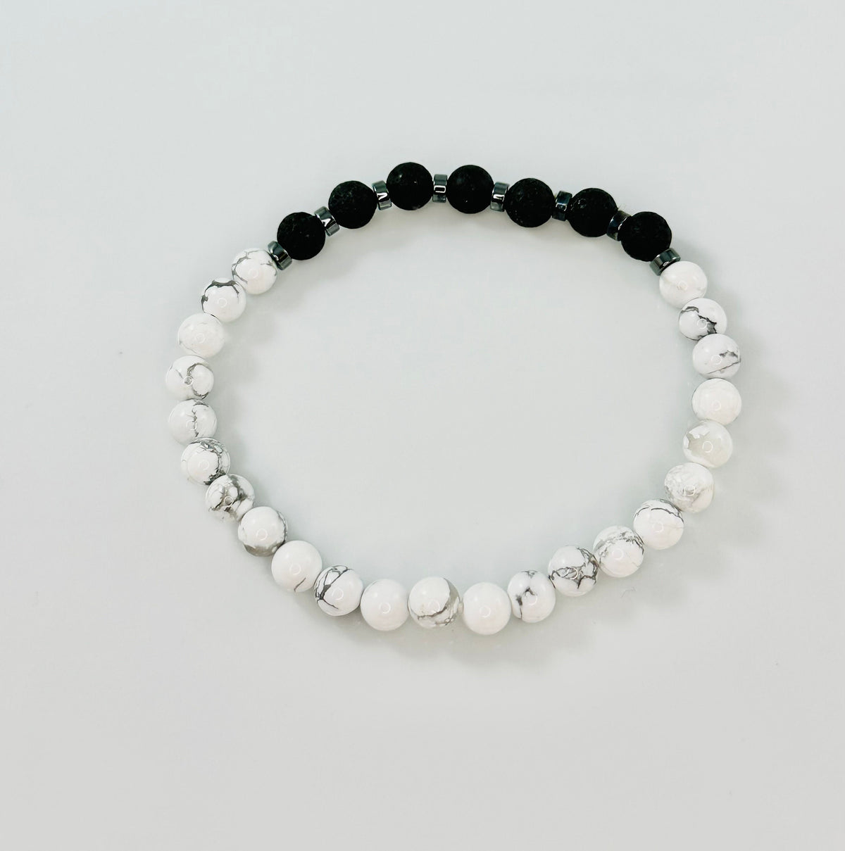 Black and White Diffuser Beaded Stone Bracelet,Mens Bracelet Howlite Lava Stone Bracelet,Handmade Jewelry for Men,Unique gifts for men him