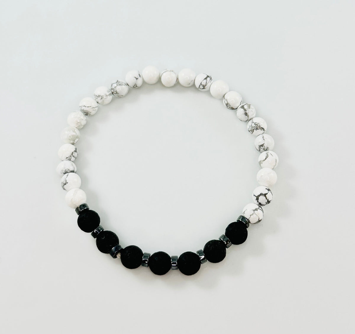 Black and White Diffuser Beaded Stone Bracelet,Mens Bracelet Howlite Lava Stone Bracelet,Handmade Jewelry for Men,Unique gifts for men him