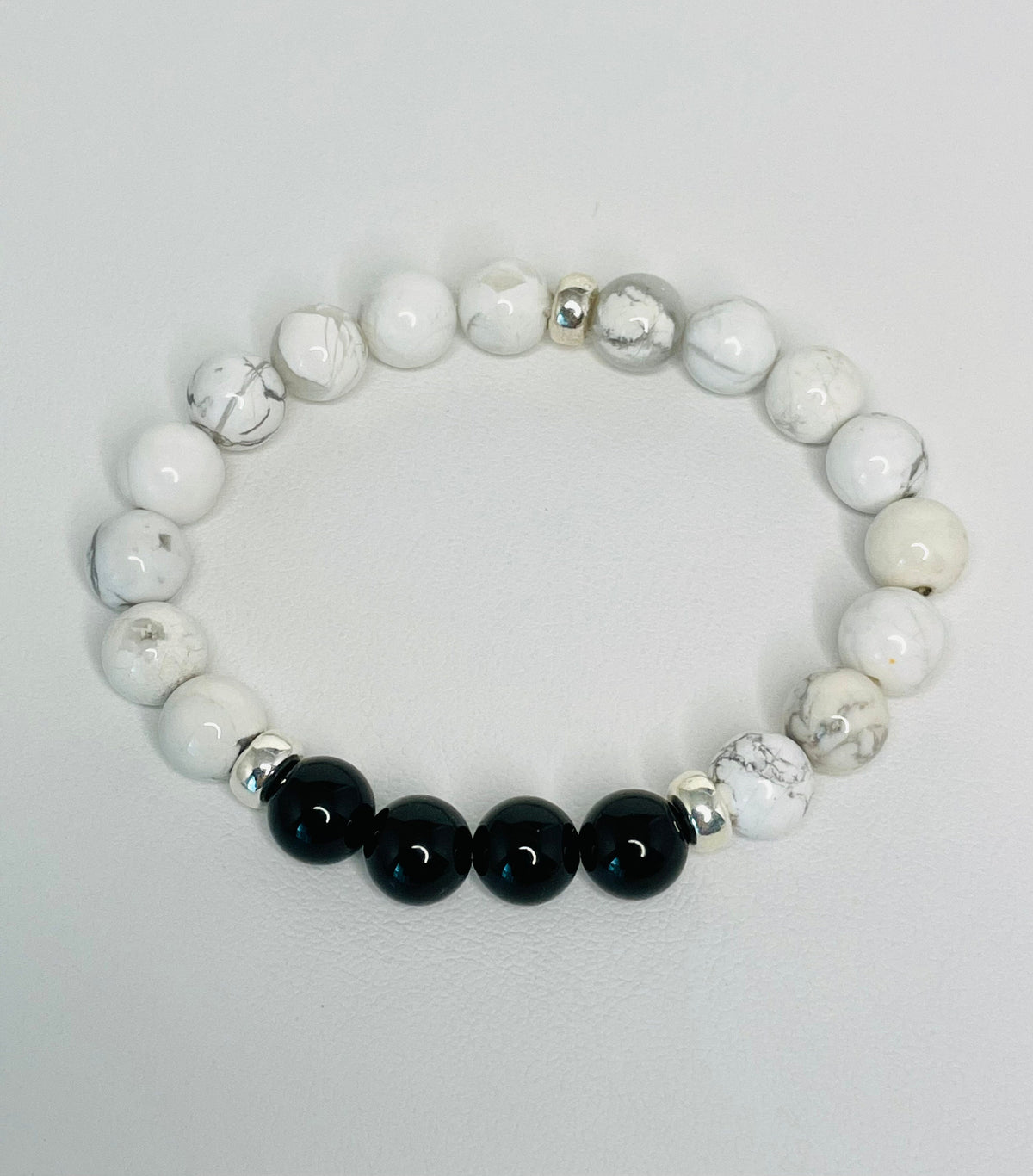 His and Hers Matching Long Distance White Howlite Bracelets Set,Father Son Bracelet,Boyfriend Girlfriend Anniversary Relationship Friendship