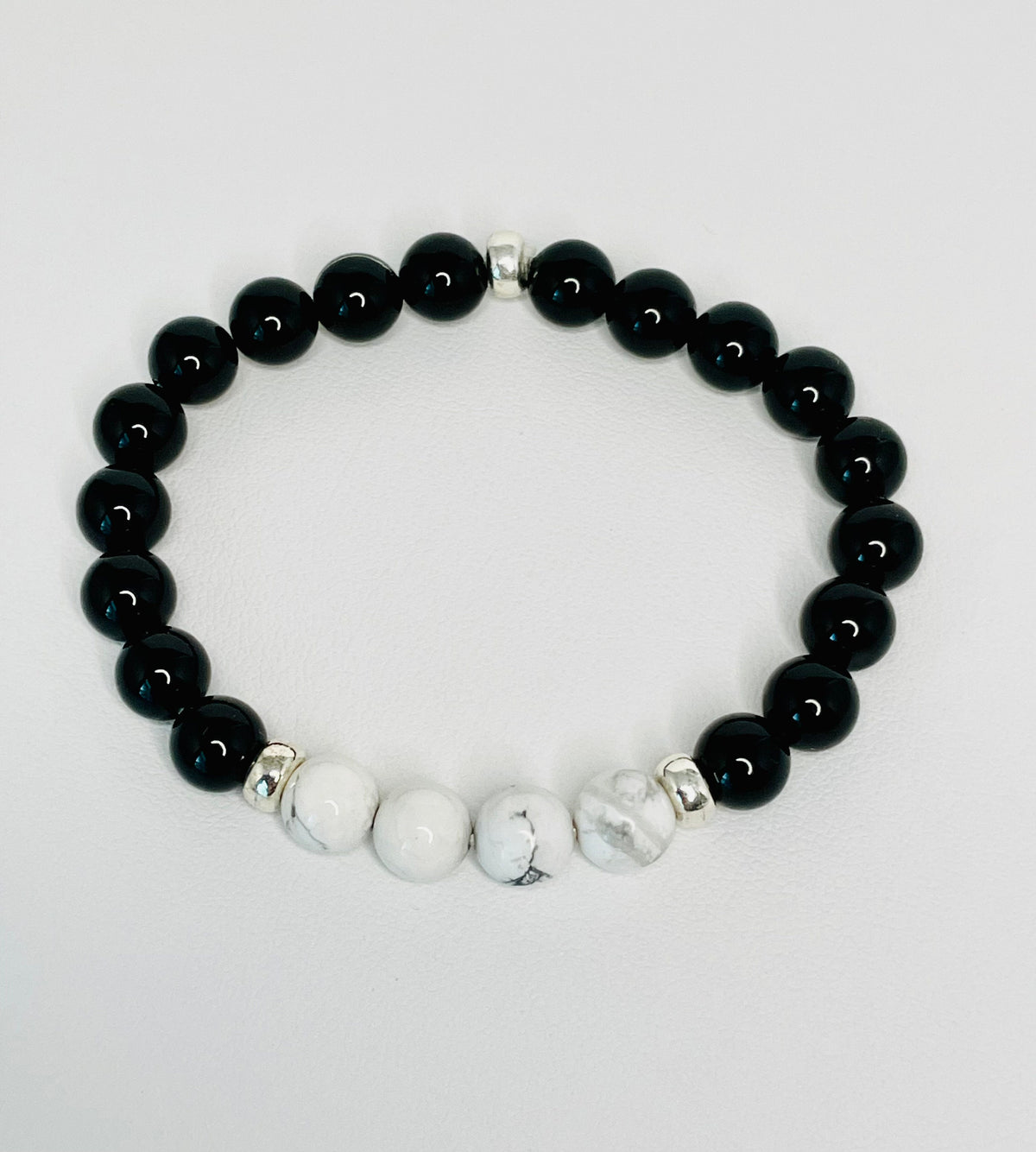 His and Hers Matching Long Distance White Howlite Bracelets Set,Father Son Bracelet,Boyfriend Girlfriend Anniversary Relationship Friendship