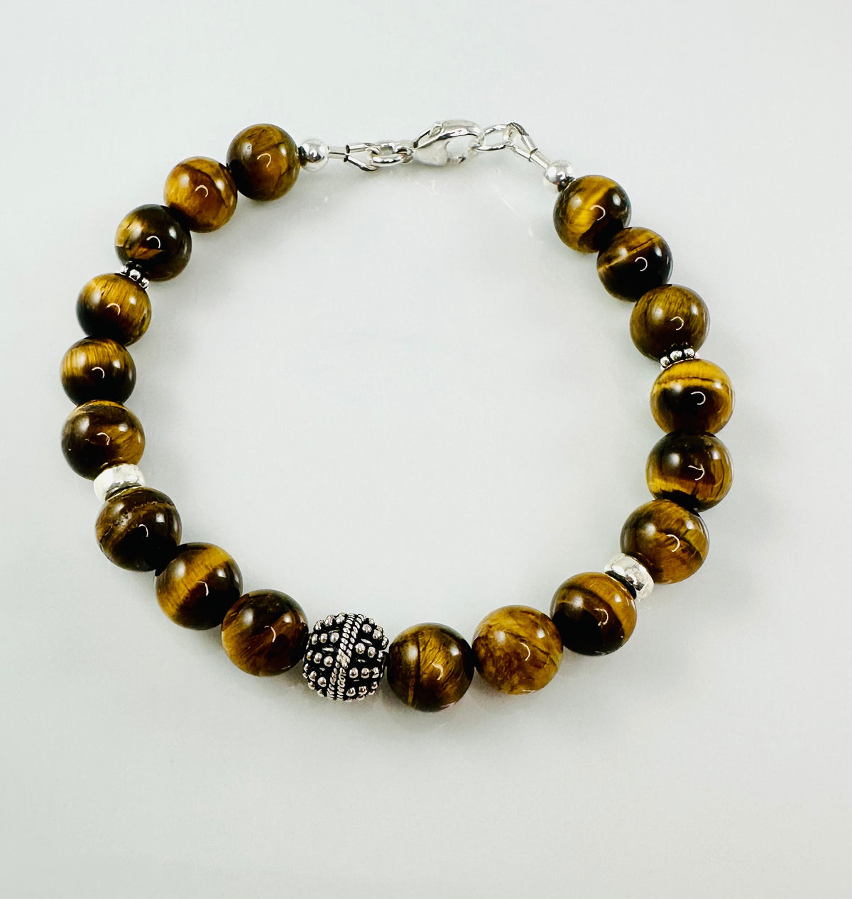 Sterling Silver Men's Man Minimalist Tiger Eye Gemstone Bracelet,Men's Jewelry Accessories Gift,Fathers Day Gift,Astrology Jewelry for Him