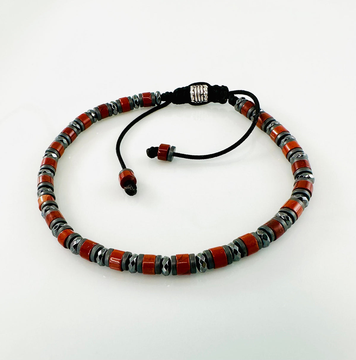 Black Red Beaded Bracelet,Jasper Hematite Heishi Beaded Bracelet,Men Beaded Bracelet,Protection Simple Men Bracelet,Minimalist Bracelet