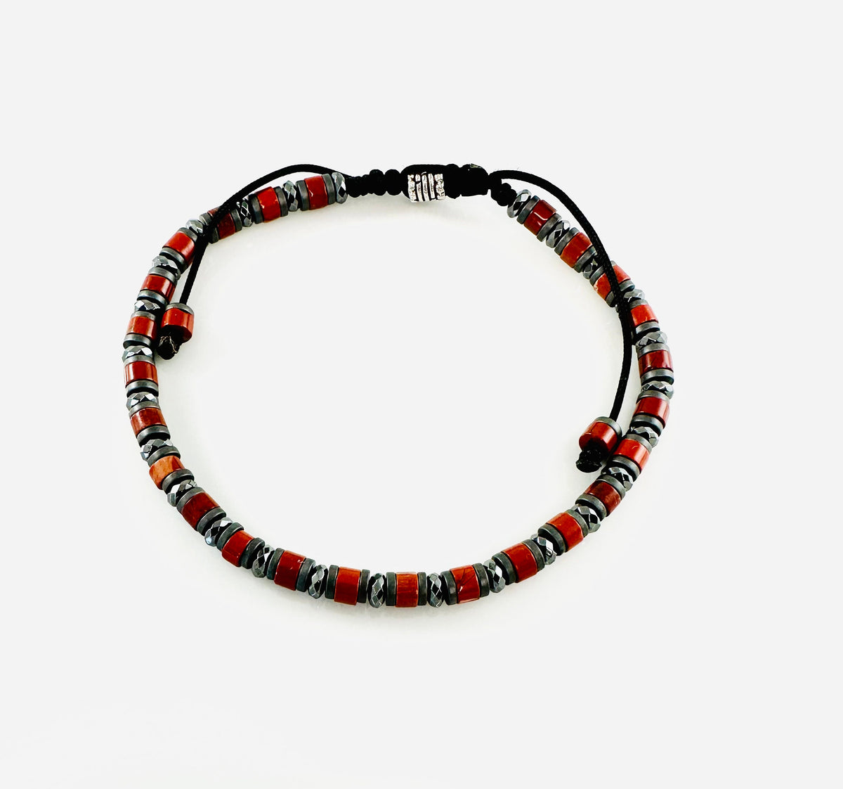 Black Red Beaded Bracelet,Jasper Hematite Heishi Beaded Bracelet,Men Beaded Bracelet,Protection Simple Men Bracelet,Minimalist Bracelet