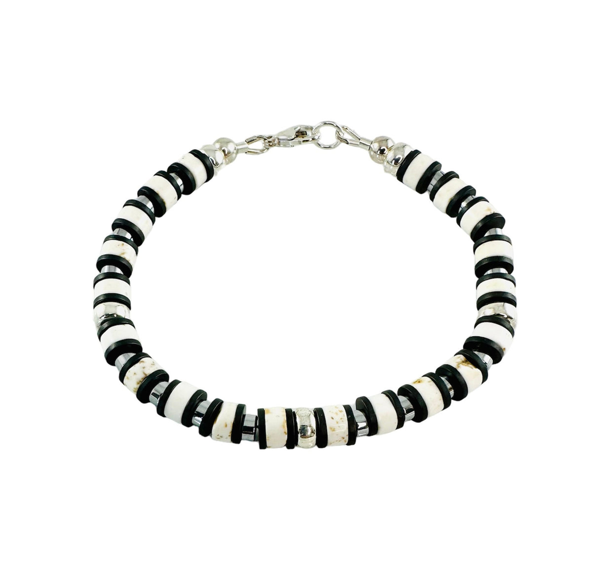 Men Black and White Beaded Bracelet,Protection Simple Men Bracelet,Minimalist Bracelet,White Heishi Men Bracelet,Tuxedo Men Unisex Bracelet