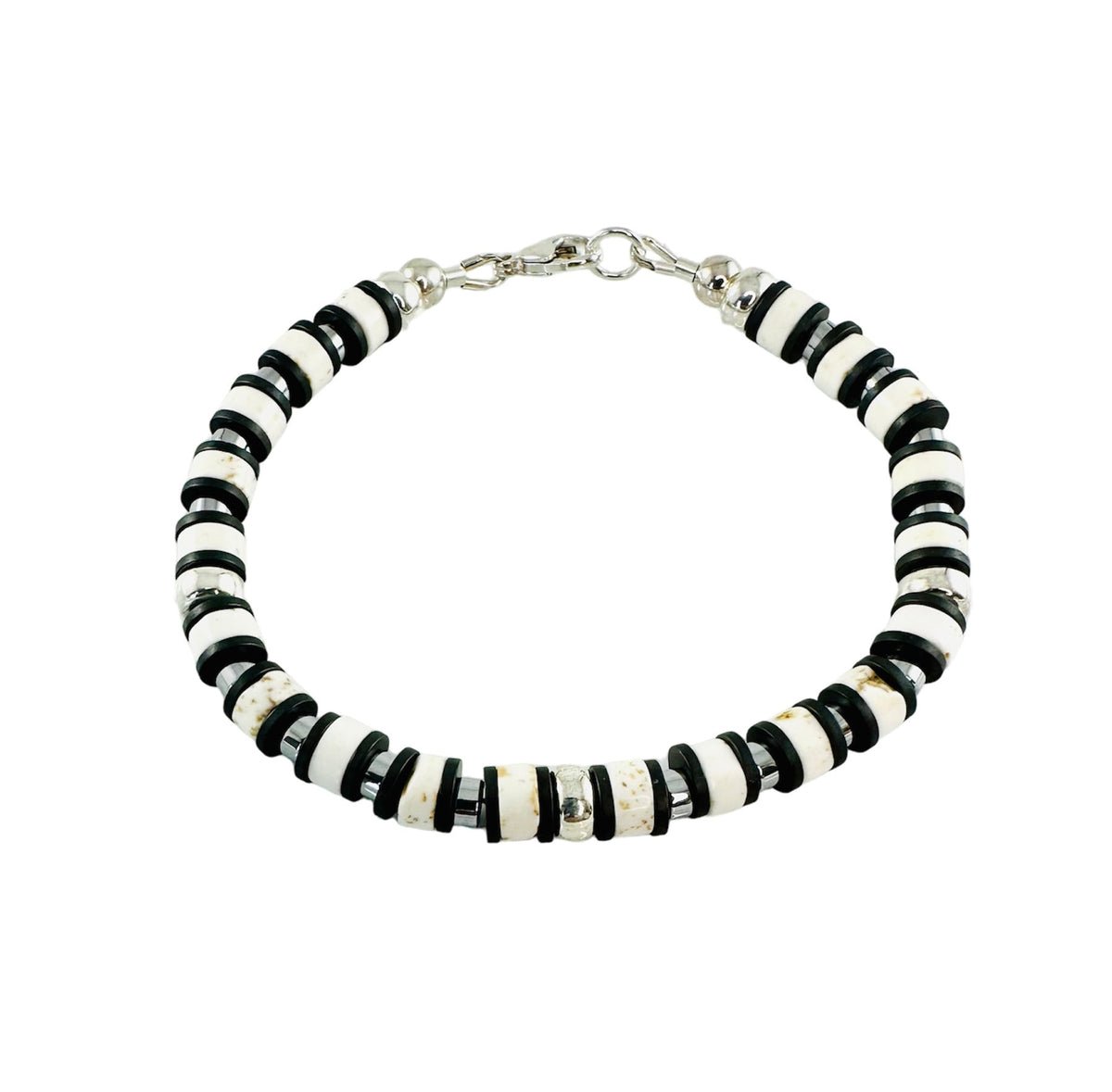White Howlite Adjustable Beaded Bracelet,Protection Simple Men Bracelet,Minimalist Bracelet,White Silver Bracelet,White Men Unisex Bracelet