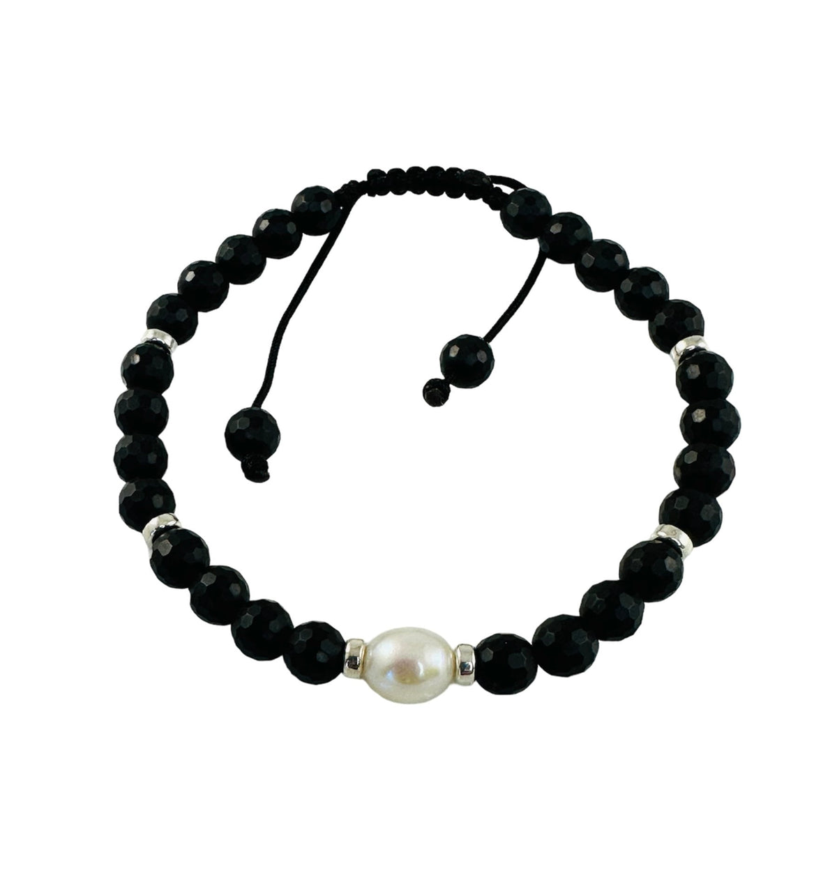Men’s Pearl Bracelet,Minimalist Real Pearl & Black Onyx Men Bracelet,30th Anniversary gift for Husband Jewellery,June Birthstone for Men