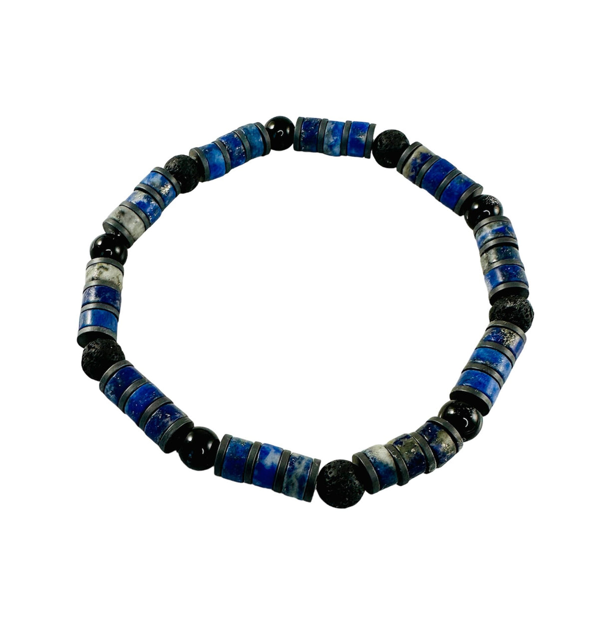 Men Blue and Black Beaded Bracelet,Protection Simple Minimalist Men Bracelet,Lapis Lazuli Heishi Men Bracelet,Tuxedo Men Unisex Bracelet